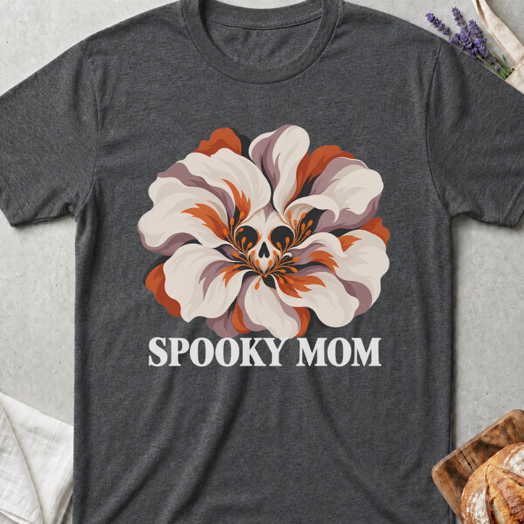 Spooky Mom Vintage Flower Skull Graphic T-Shirt