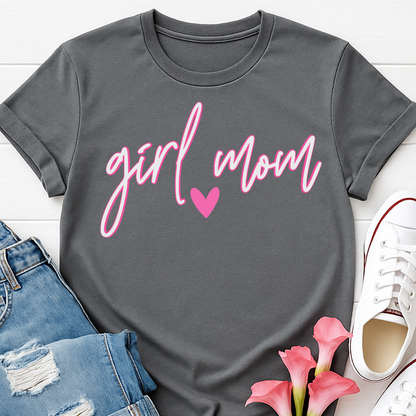 Girl Mom Script Heart T-shirt
