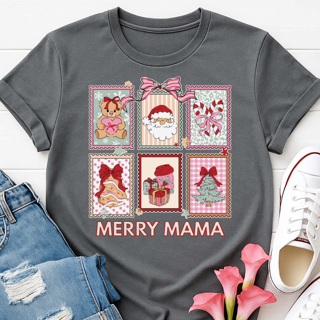 Merry Mama Stamps Christmas T-shirt