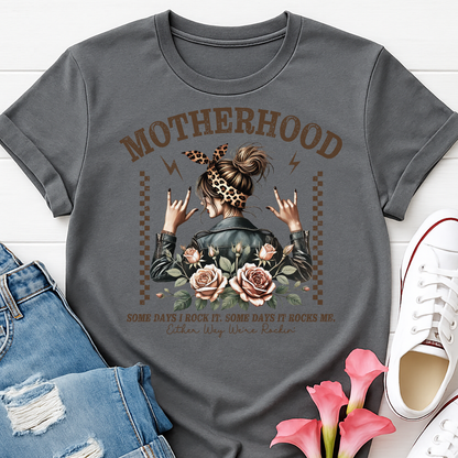 Motherhood Floral Graphic T-shirt - Some Days I Rock It