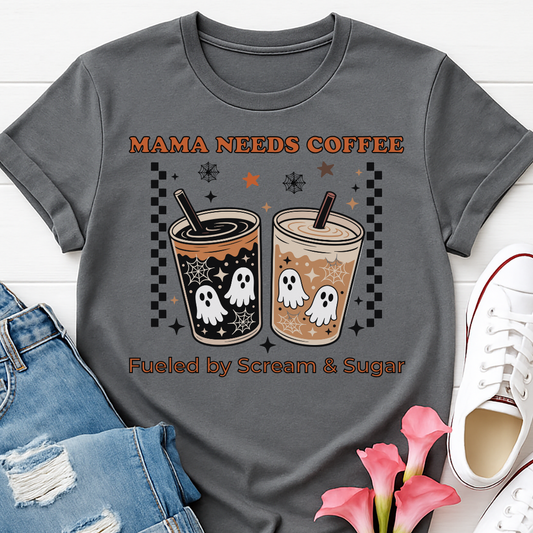 Mama Needs Coffee Halloween Mom T-shirt