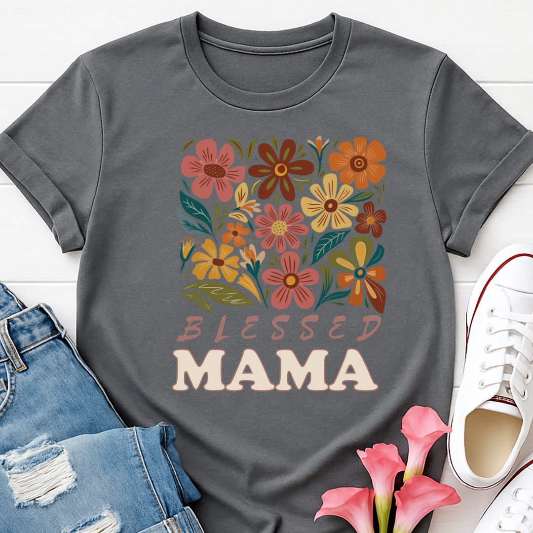 Blessed Mama Floral T-shirt - Faith Inspired Mom Tee