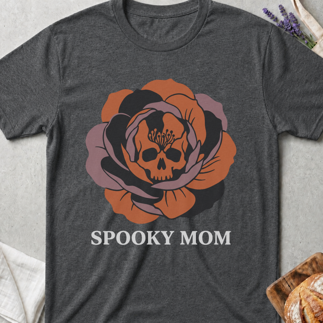 Spooky Mom T‑Shirt - Flower Skull Halloween Tee