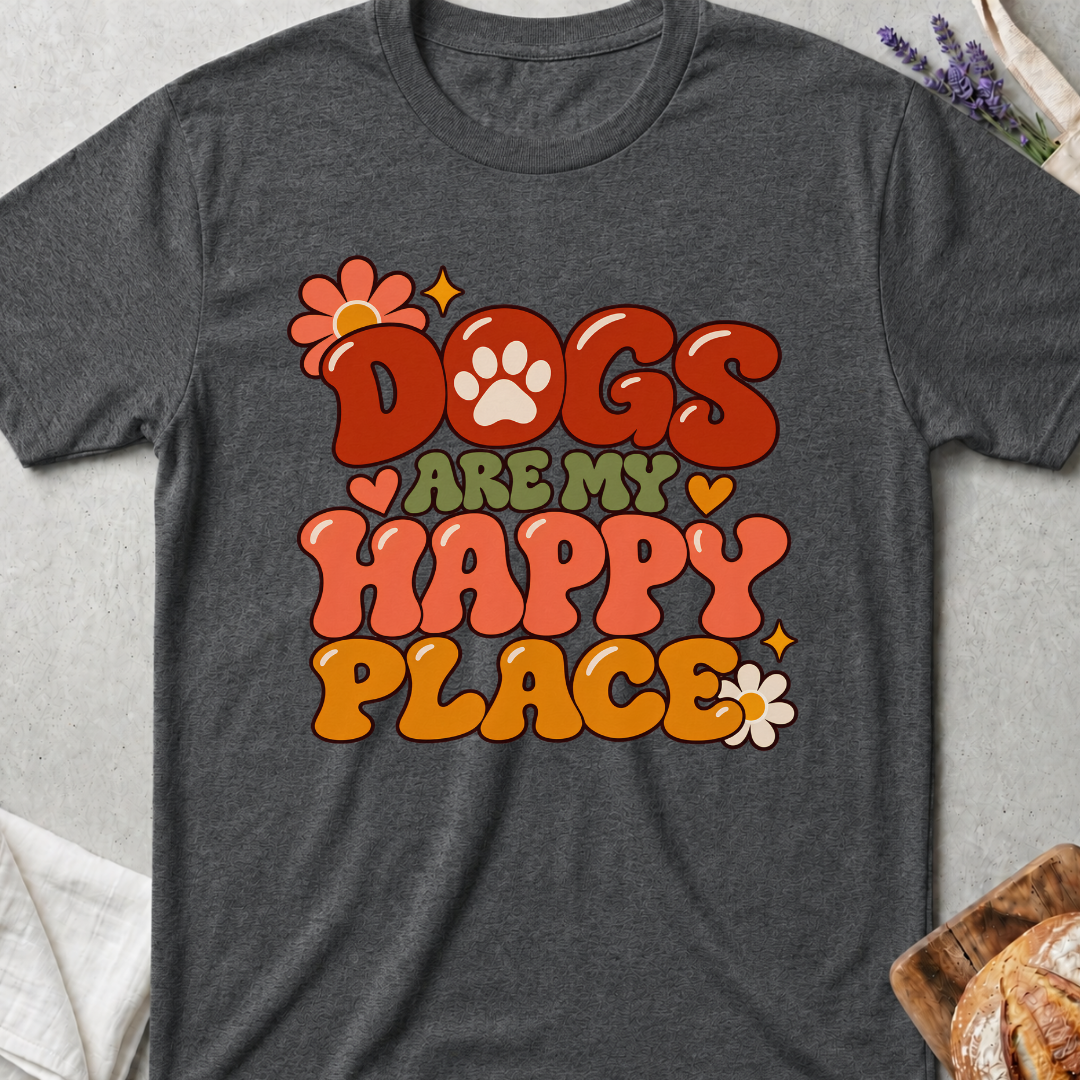 Dogs Are My Happy Place Retro T-Shirt