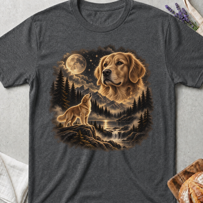 Golden Retriever Howling Moon T-Shirt