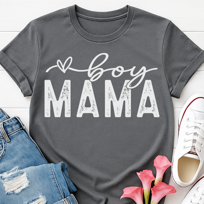 Boy Mama Distressed T-shirt - Trendy Mom Tee