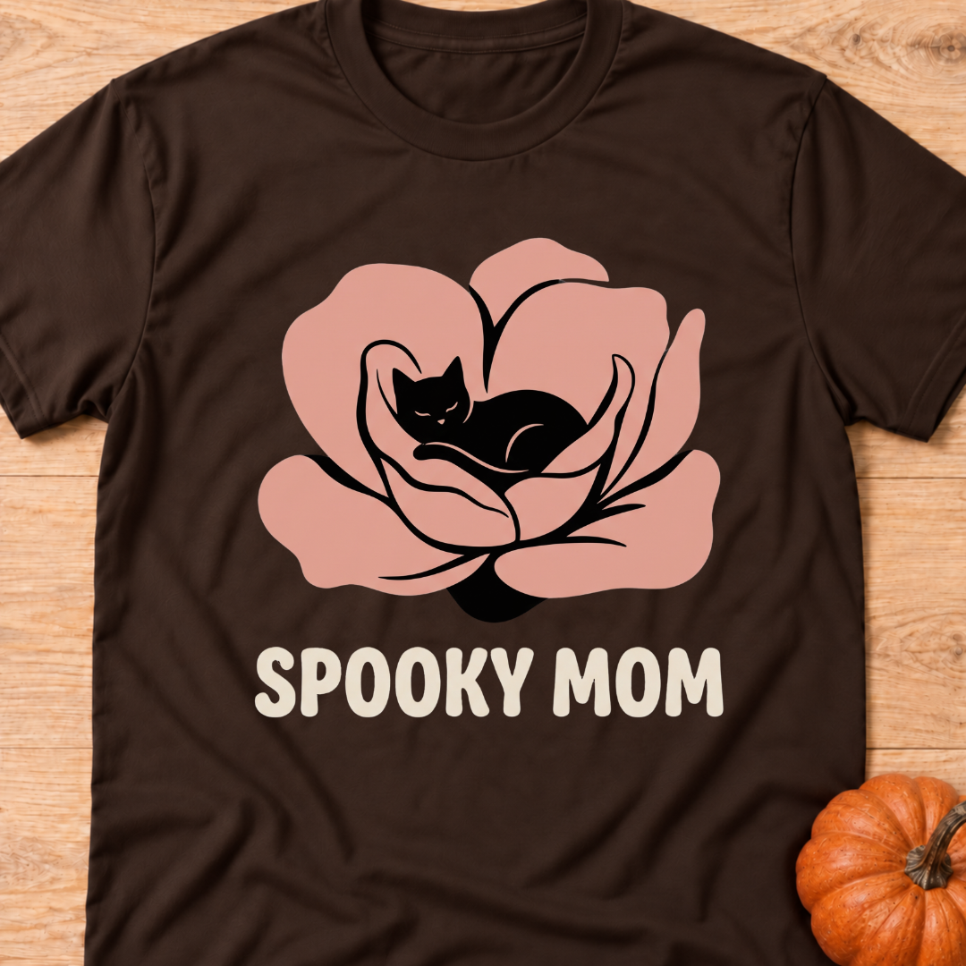 Black Cat Spooky Mom T-Shirt
