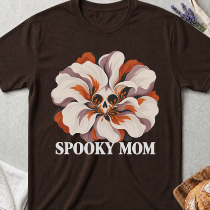 Spooky Mom Vintage Flower Skull Graphic T-Shirt