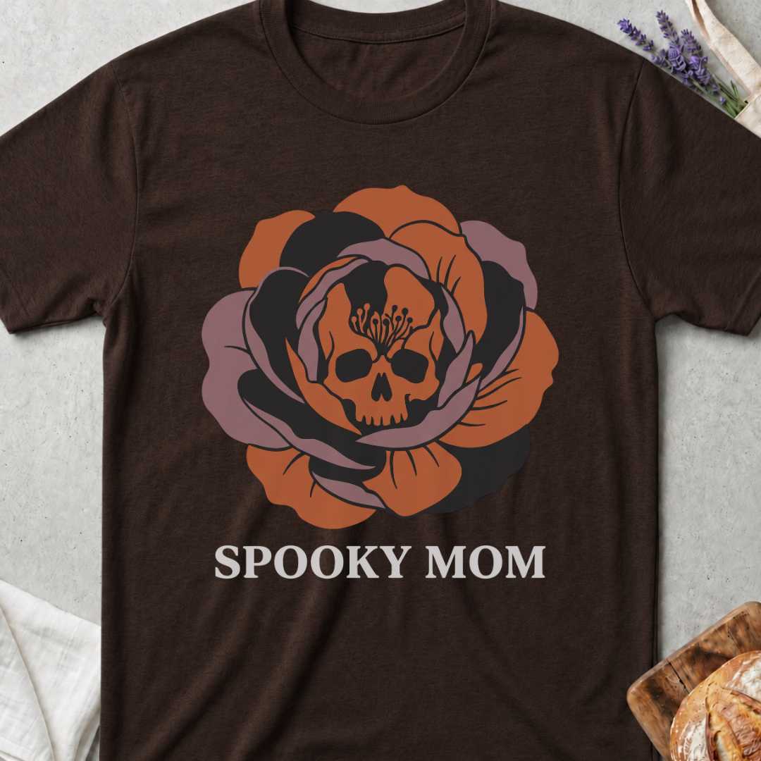 Spooky Mom T‑Shirt - Flower Skull Halloween Tee