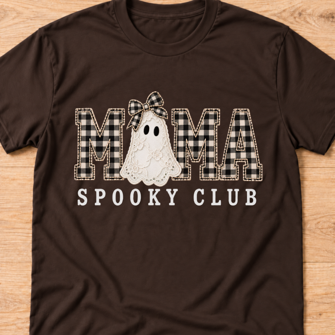 Mama Spooky Club Plaid T‑Shirt