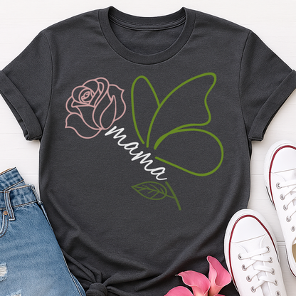 Mama Butterfly Floral T-shirt - Soft & Elegant Mom Tee