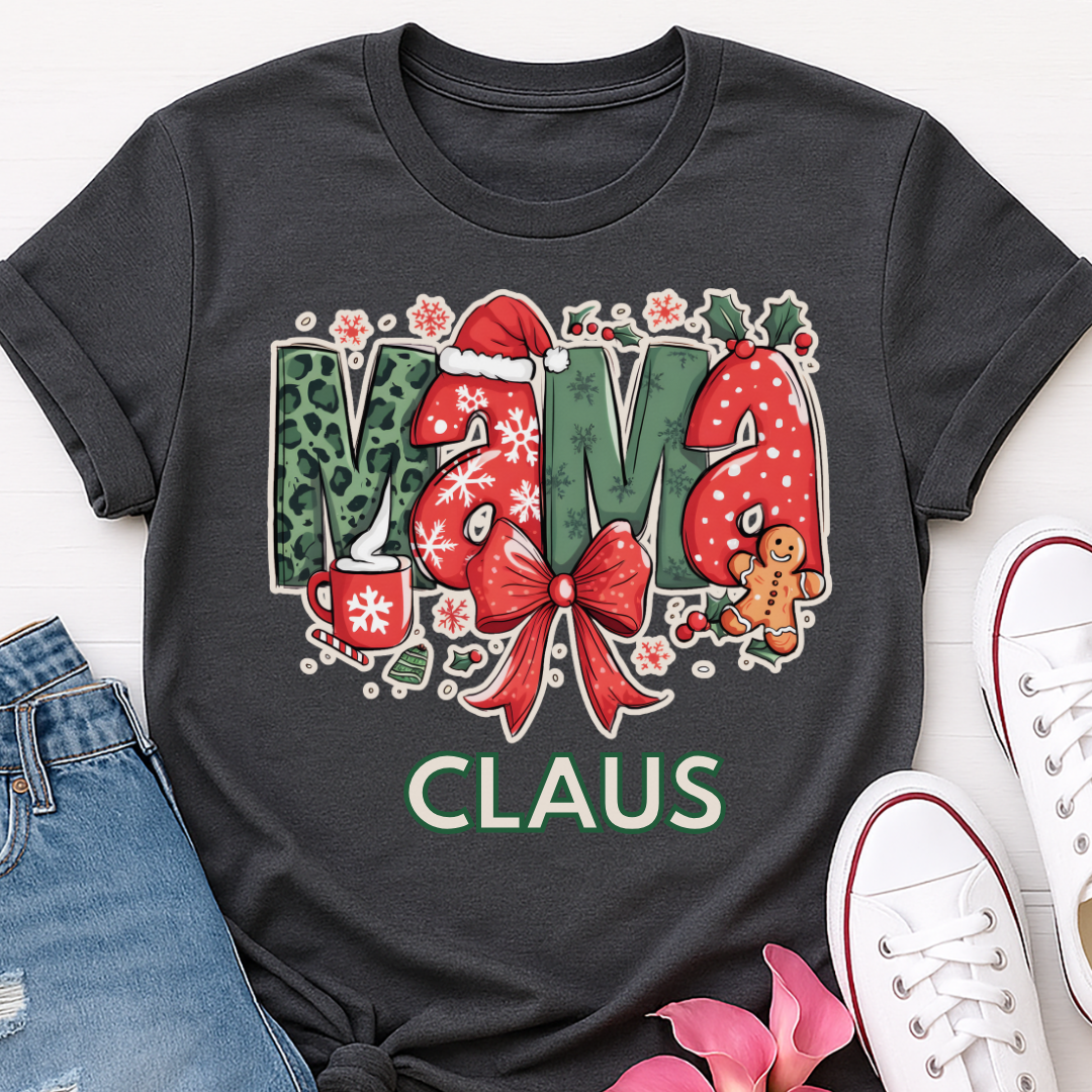 Mama Claus Bow Christmas T-shirt