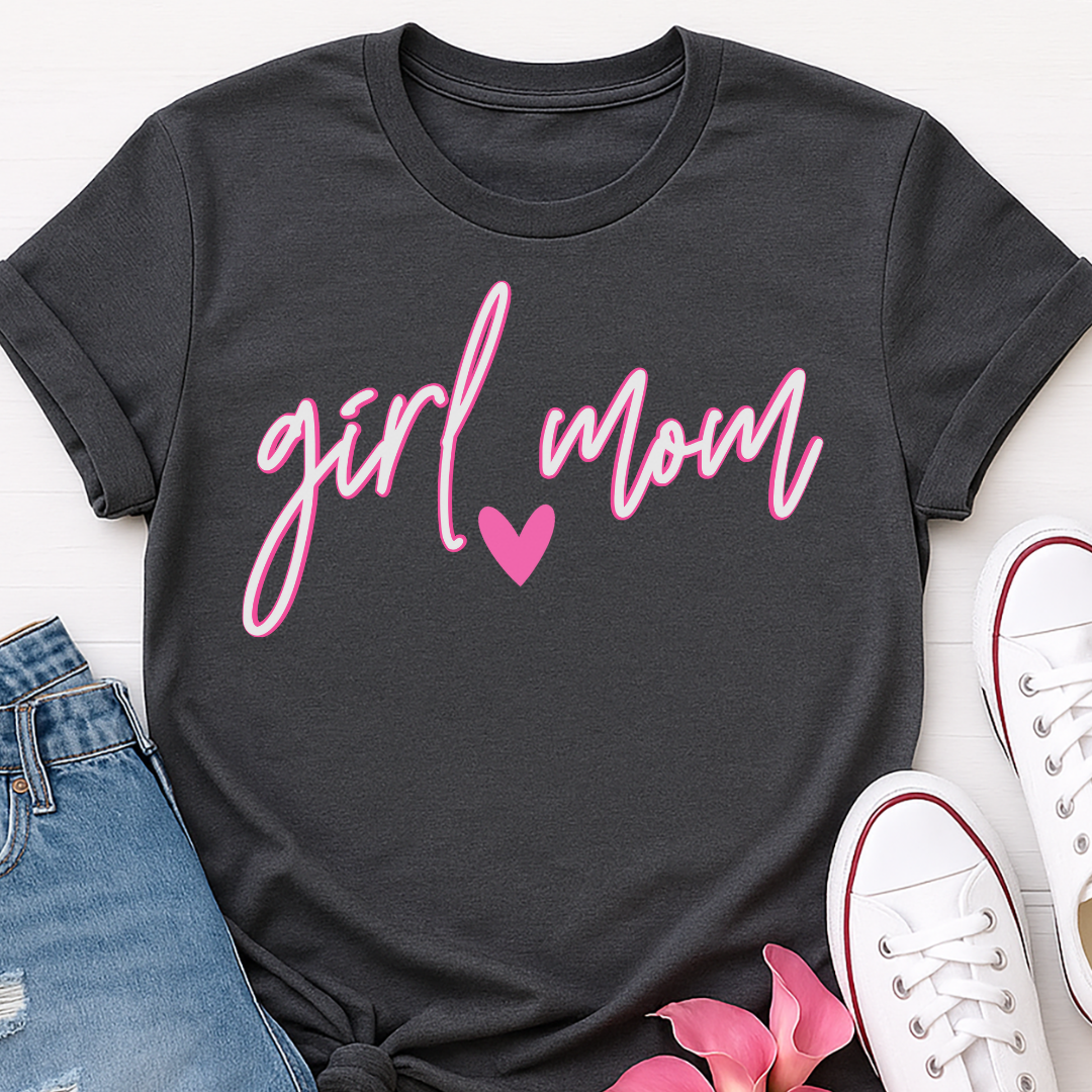 Girl Mom Script Heart T-shirt
