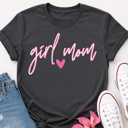 Girl Mom Script Heart T-shirt
