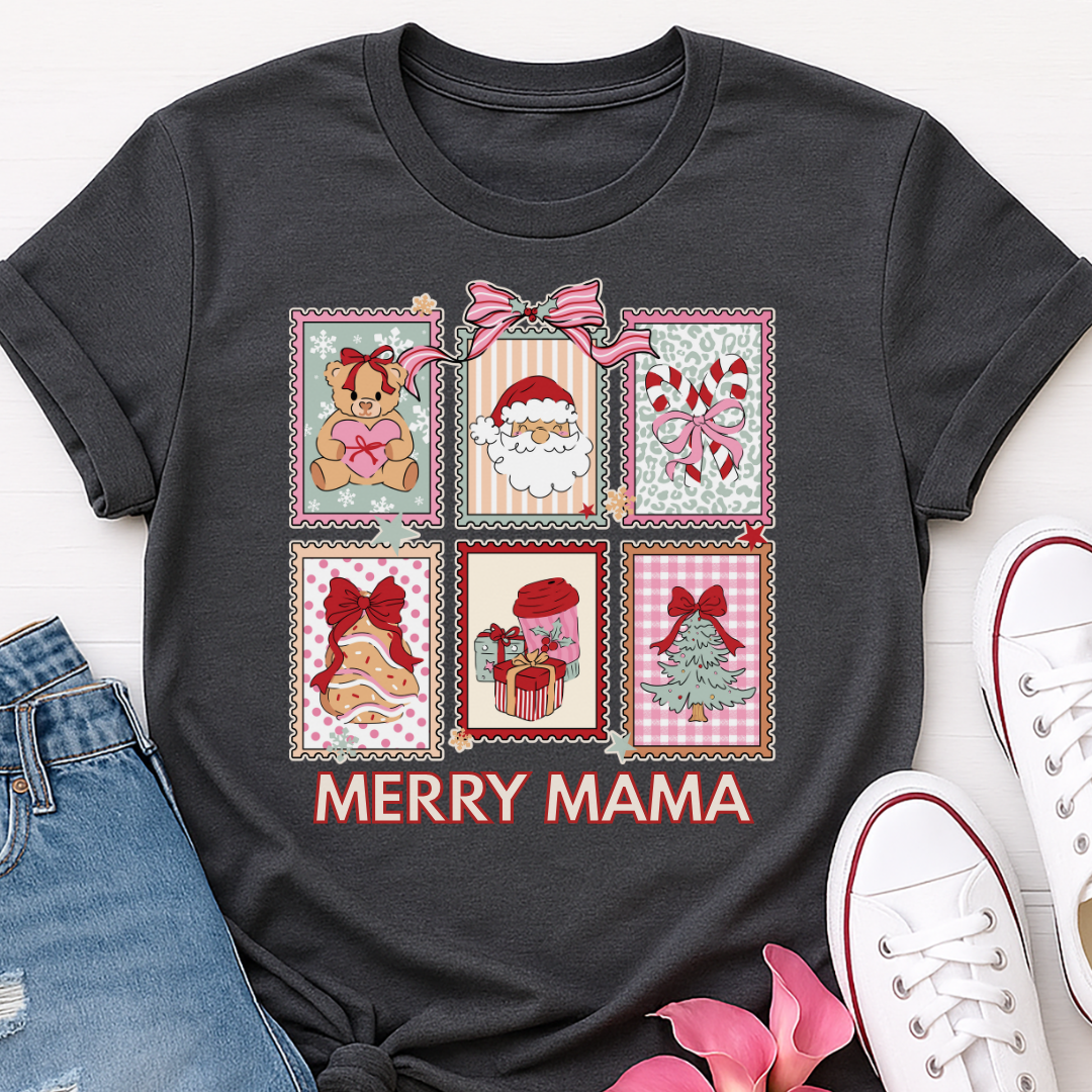 Merry Mama Stamps Christmas T-shirt