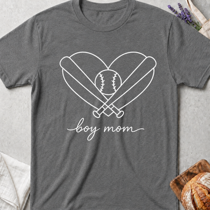 Boy Mom Baseball Heart T-Shirt