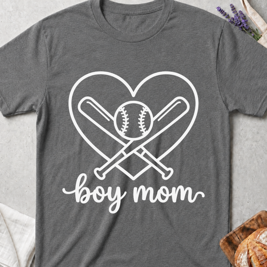 Boy Mom Baseball Heart T-Shirt