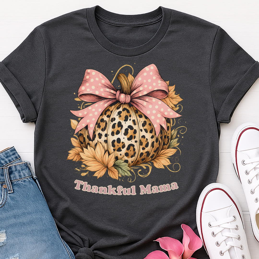 Thankful Mama Leopard Fall T-shirt