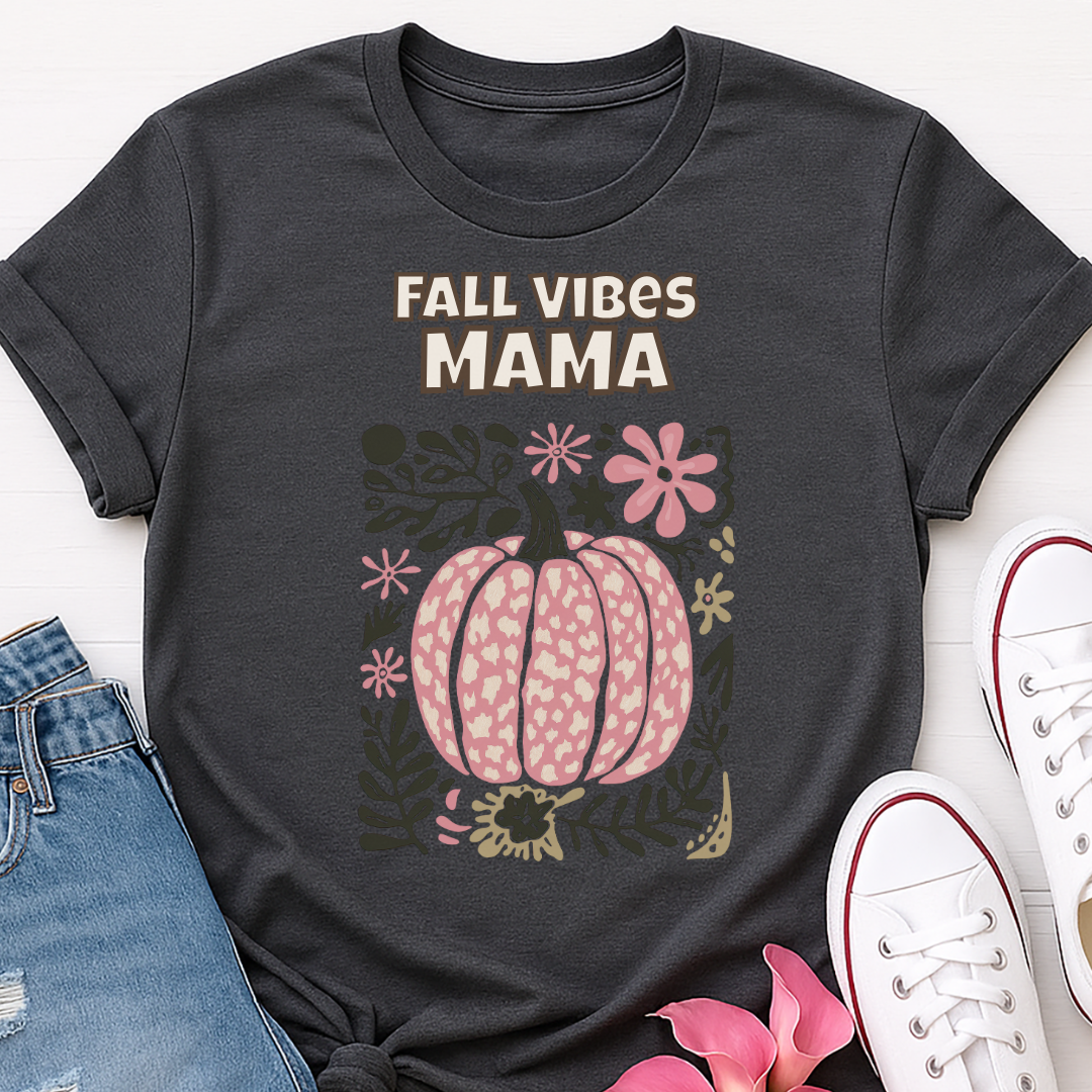 Fall Vibes Mama Pumpkin Floral T-shirt