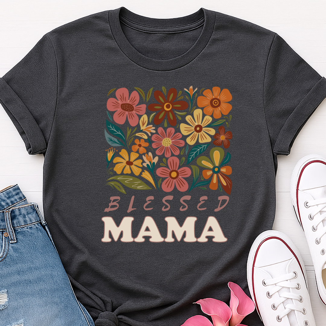 Blessed Mama Floral T-shirt - Faith Inspired Mom Tee