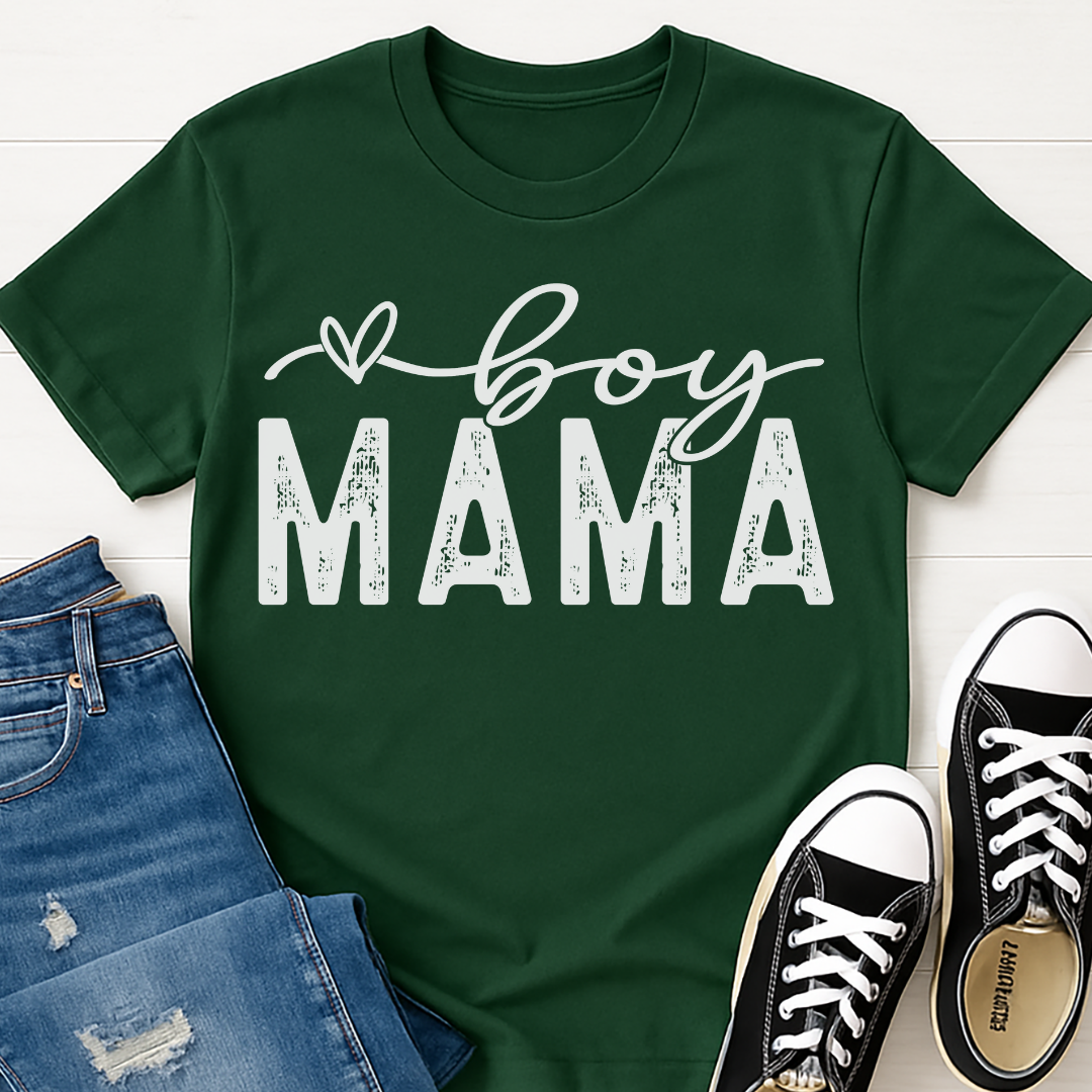 Boy Mama Distressed T-shirt - Trendy Mom Tee