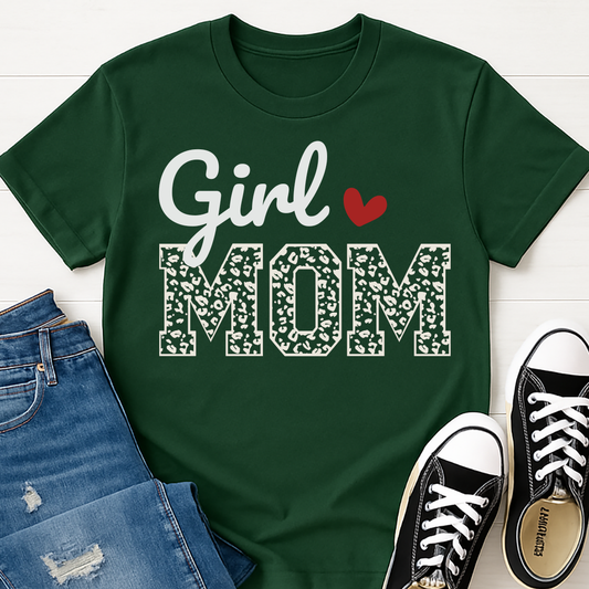 Girl Mom Christmas Leopard T-shirt