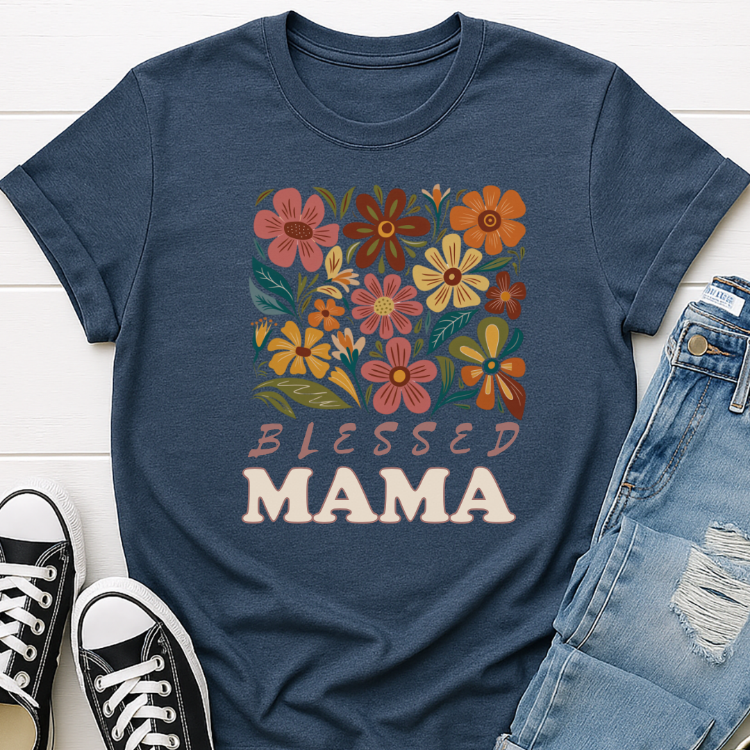 Blessed Mama Floral T-shirt - Faith Inspired Mom Tee