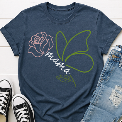 Mama Butterfly Floral T-shirt - Soft & Elegant Mom Tee