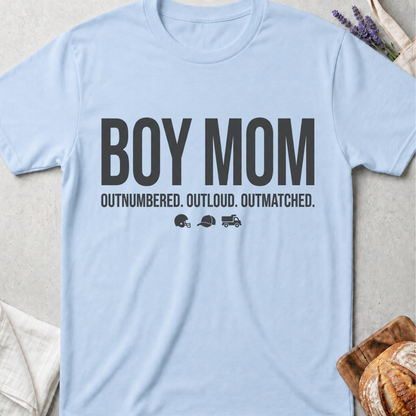 Boy Mom Shirt | Outnumbered Outloud Outmatched T-Shirt