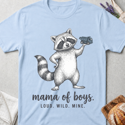 Mama of Boys Raccoon T-shirt | Loud Wild Mine Tee