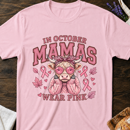 In October Mamas Wear Pink Highland Cow Shirt