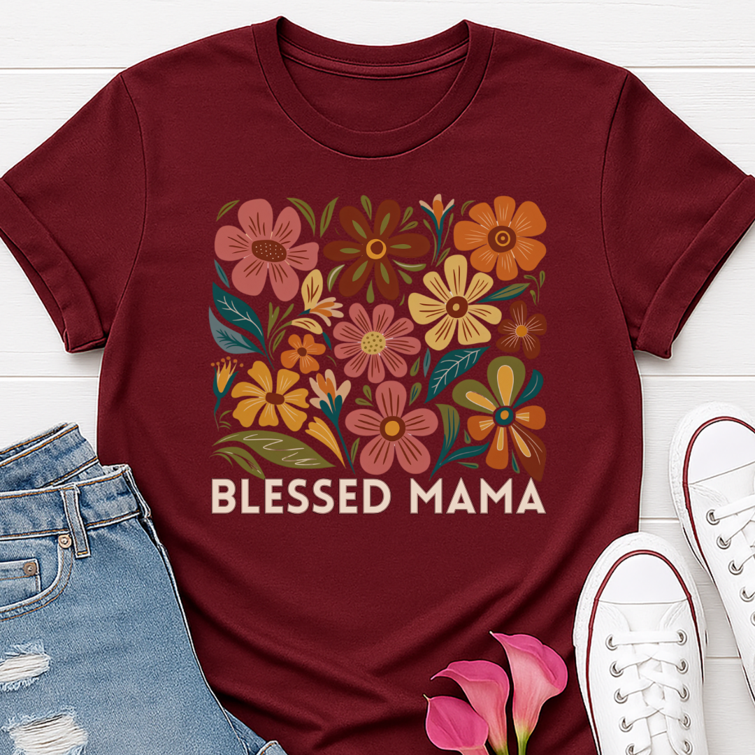 Blessed Mama Floral T-shirt - Faith Inspired Mom Tee
