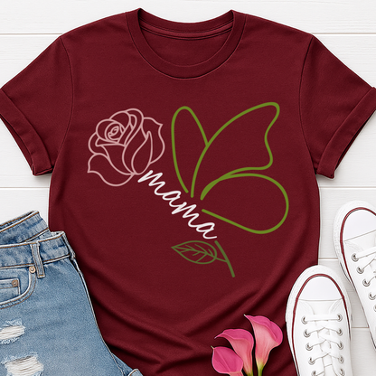 Mama Butterfly Floral T-shirt - Soft & Elegant Mom Tee