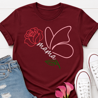 Mama Butterfly Floral T-shirt - Soft & Elegant Mom Tee