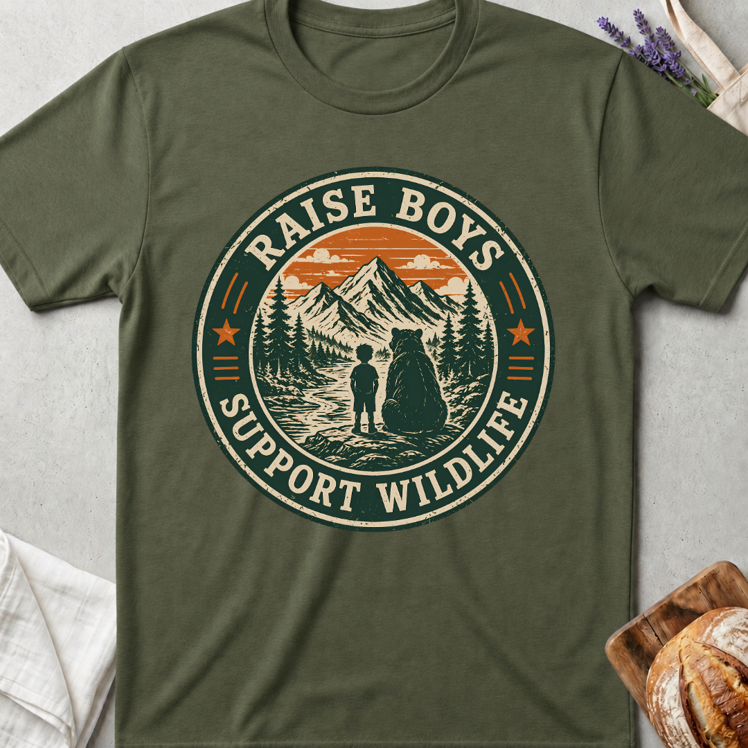 Raise Boys Support Wildlife Shirt | Funny Boy Mom Nature Tee