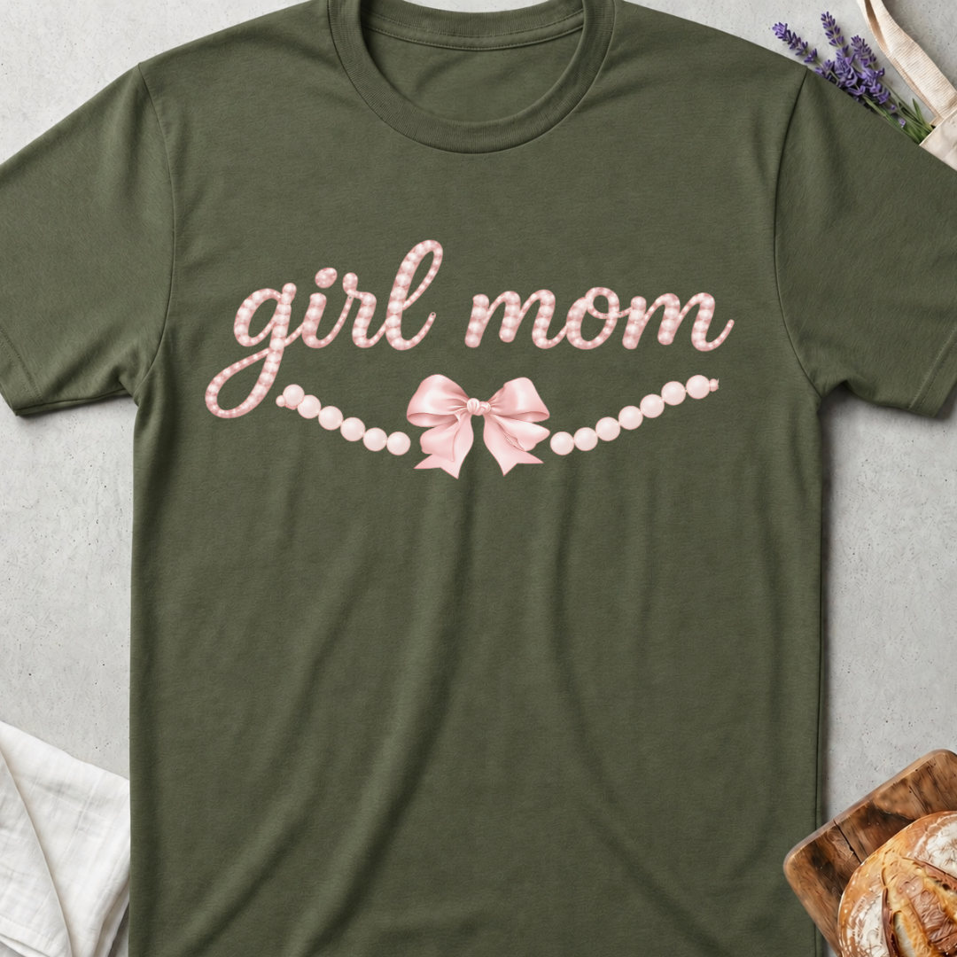 Girl Mom Tee – Coquette Bow Mom T-Shirt