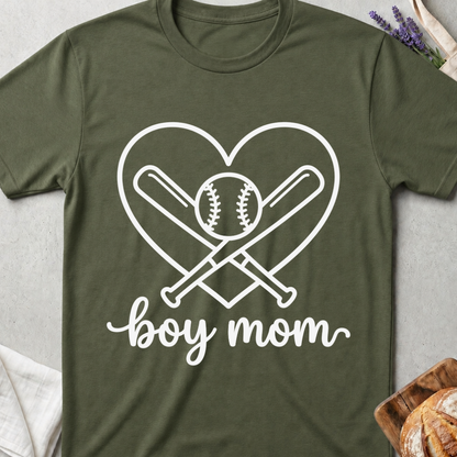Boy Mom Baseball Heart T-Shirt