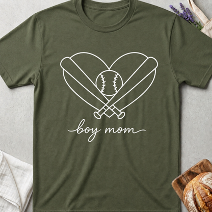 Boy Mom Baseball Heart T-Shirt