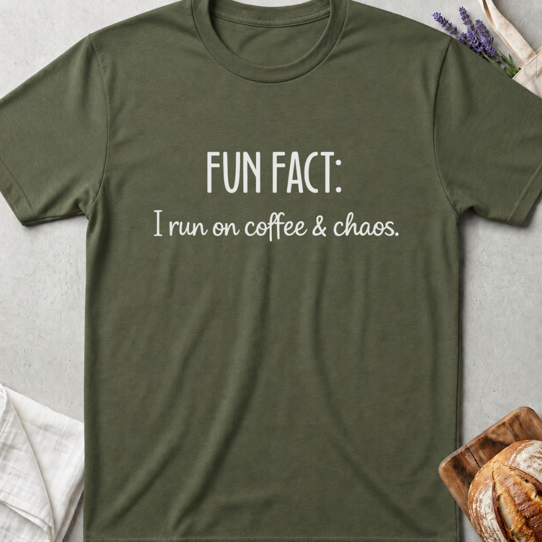 Fun Fact: Coffee & Chaos Mom T-Shirt – Funny Mom Life Tee