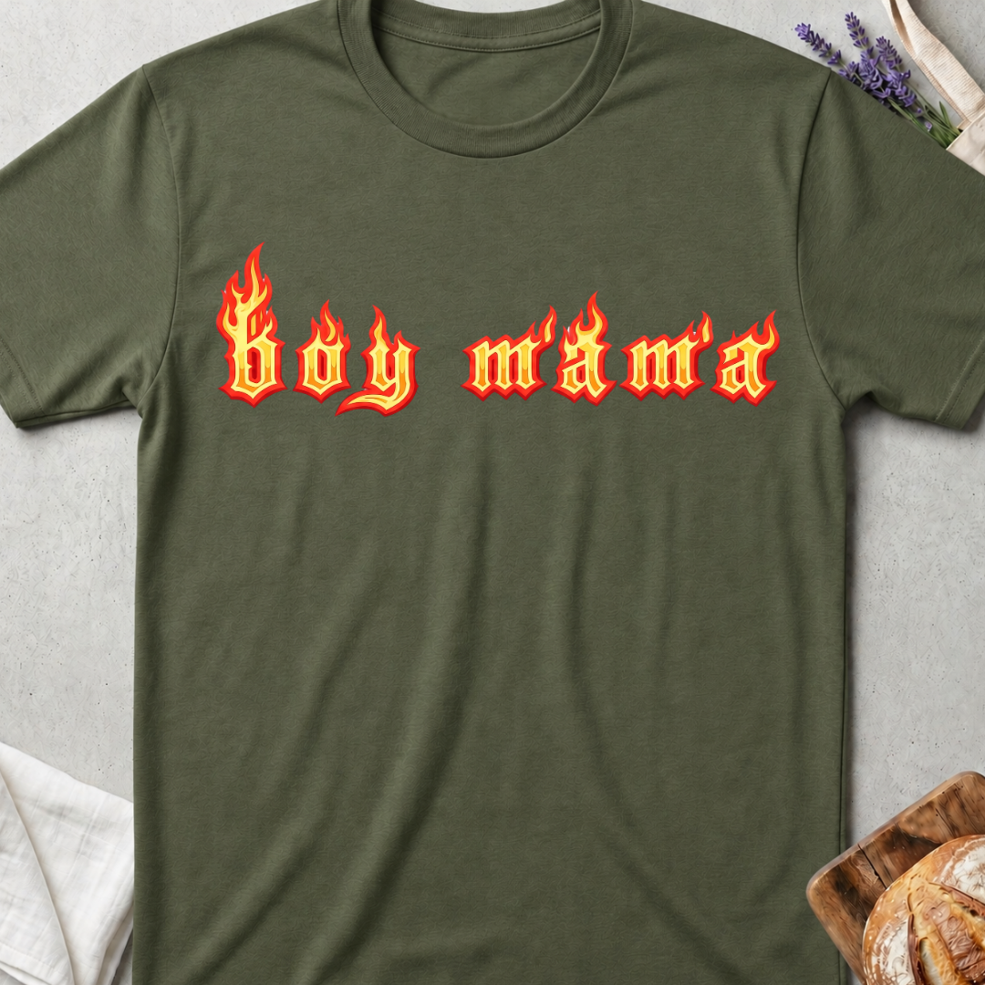 Boy Mama Flame Graphic T-Shirt