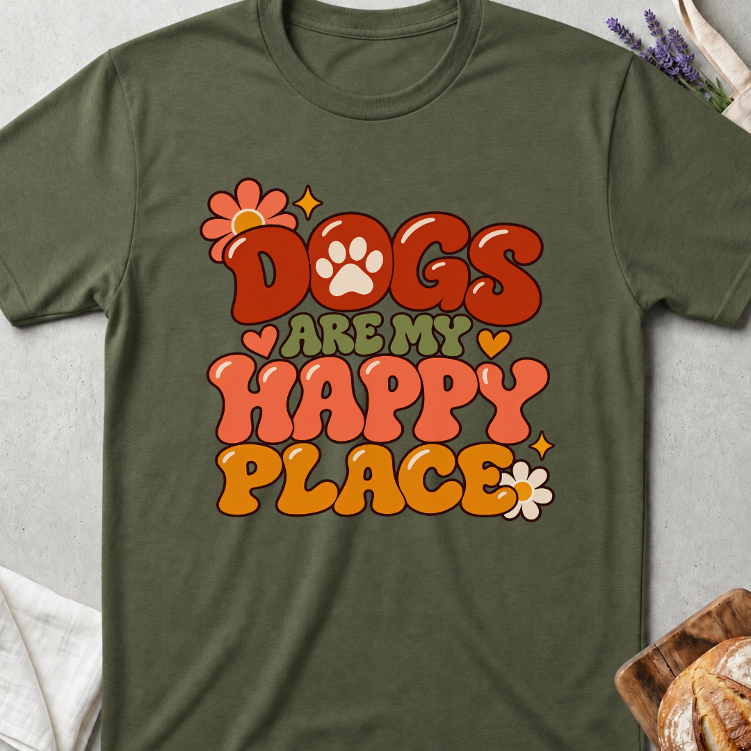 Dogs Are My Happy Place Retro T-Shirt