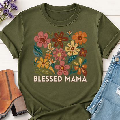 Blessed Mama Floral T-shirt - Faith Inspired Mom Tee