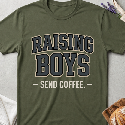 Raising Boys Coffee T-Shirt