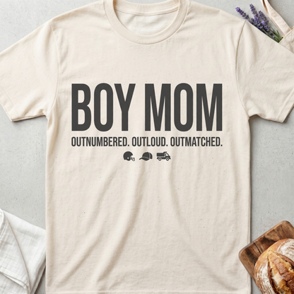 Boy Mom Shirt | Outnumbered Outloud Outmatched T-Shirt