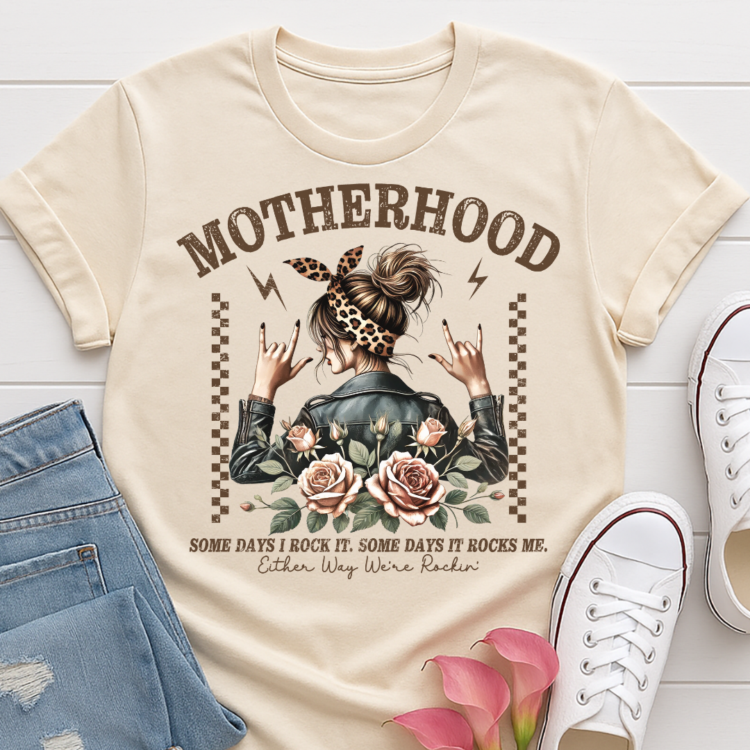 Motherhood Floral Grapic T-shirt - Some Days I Rock It