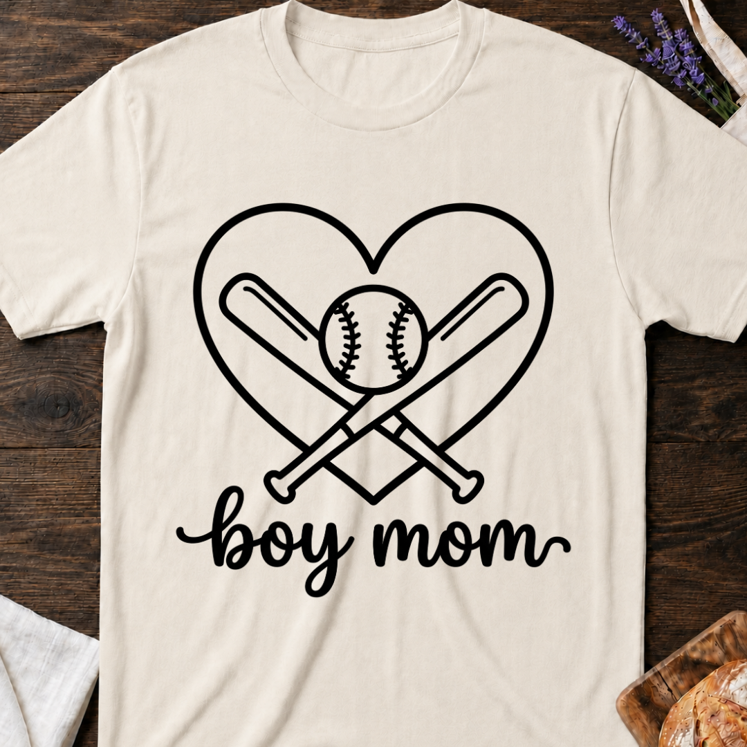 Boy Mom Baseball Heart T-Shirt