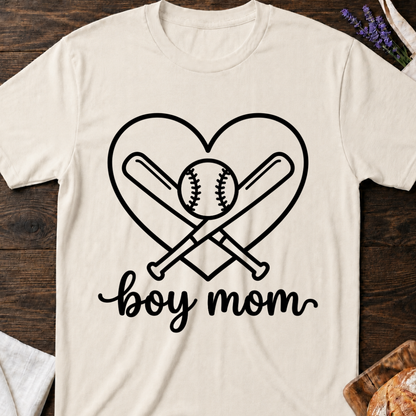 Boy Mom Baseball Heart T-Shirt