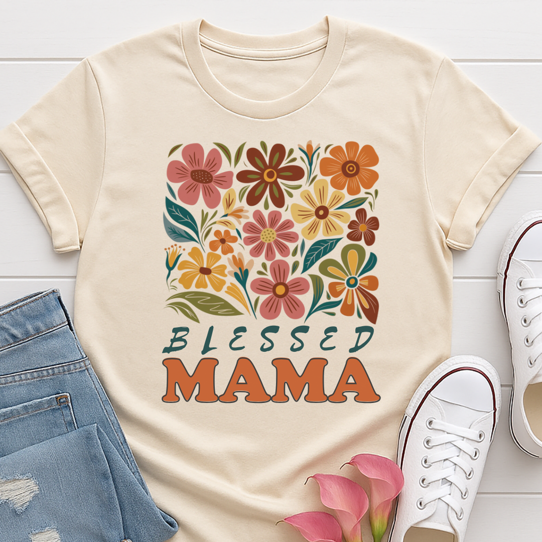 Blessed Mama Floral T-shirt - Faith Inspired Mom Tee