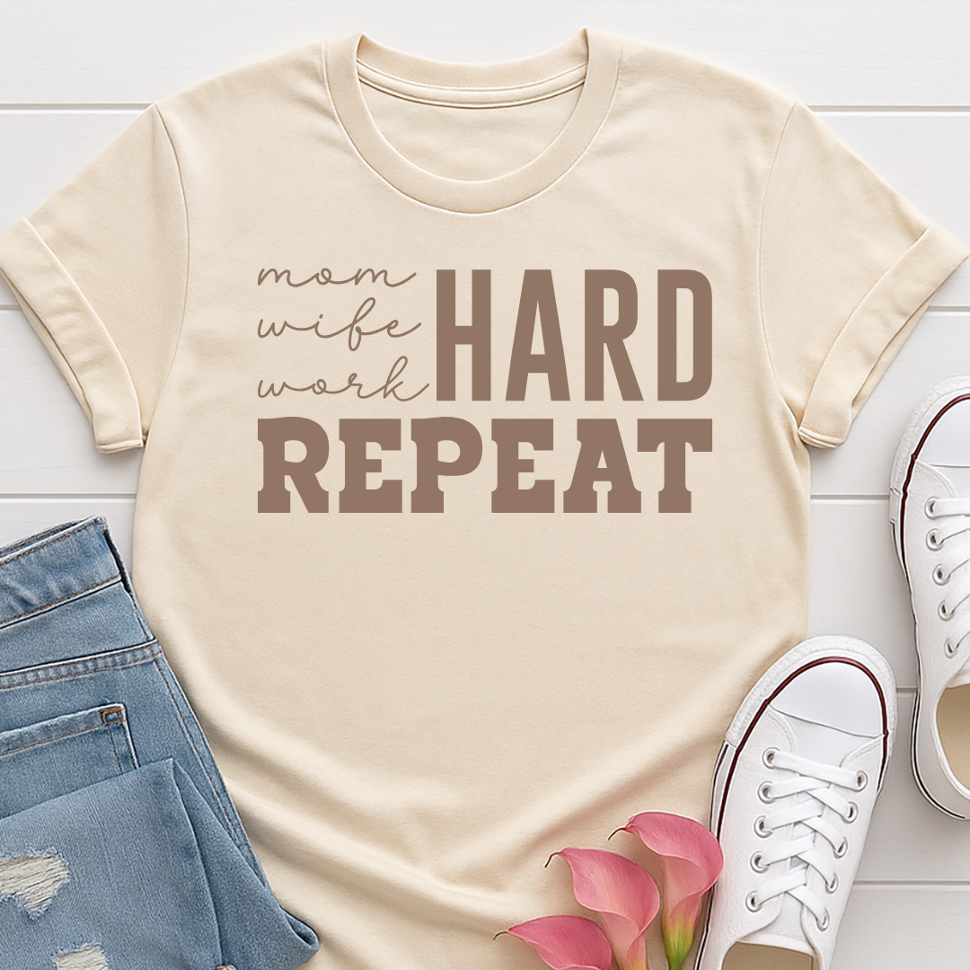 Mom Hard Repeat T-shirt