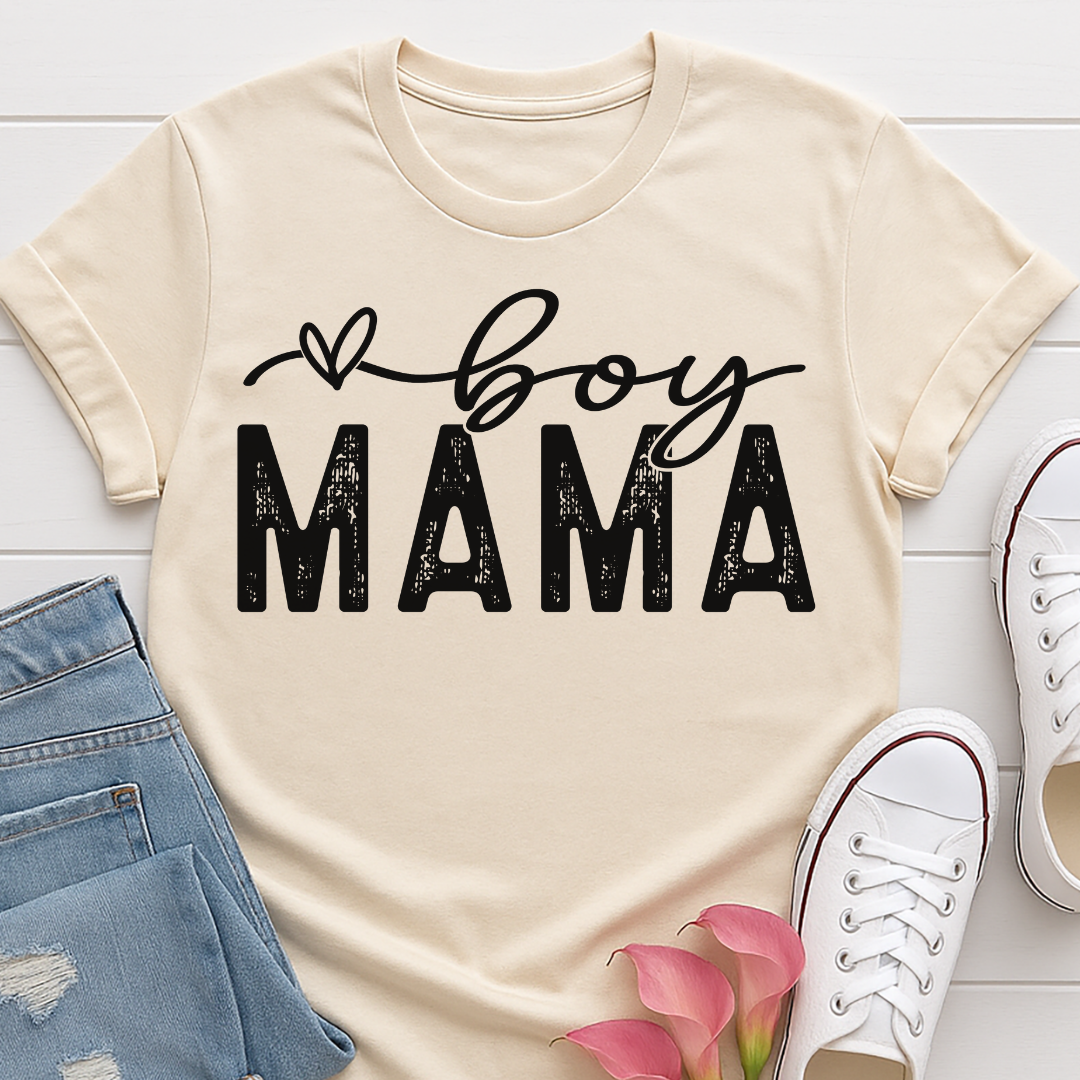 Boy Mama Distressed T-shirt - Trendy Mom Tee